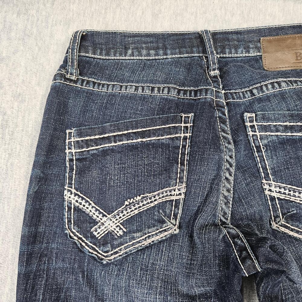 BKE Jeans Men 29R (29x33) Blue Derek Stretch Bootcut Dark Wash Faded Whisker - Picture 9 of 15